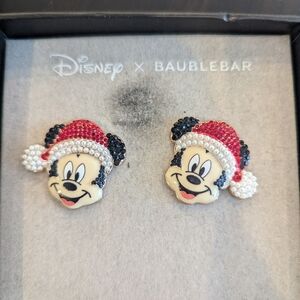 Disney Baublebar Mickey Mouse with Santa hat earrings